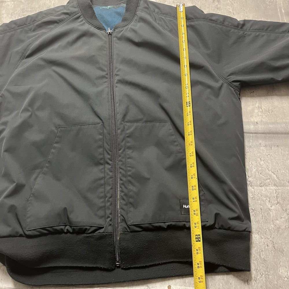 Hurley Men's Large Black Zip Up Jacket with Hood Reflective Logo Lightweight - Picture 7 of 10